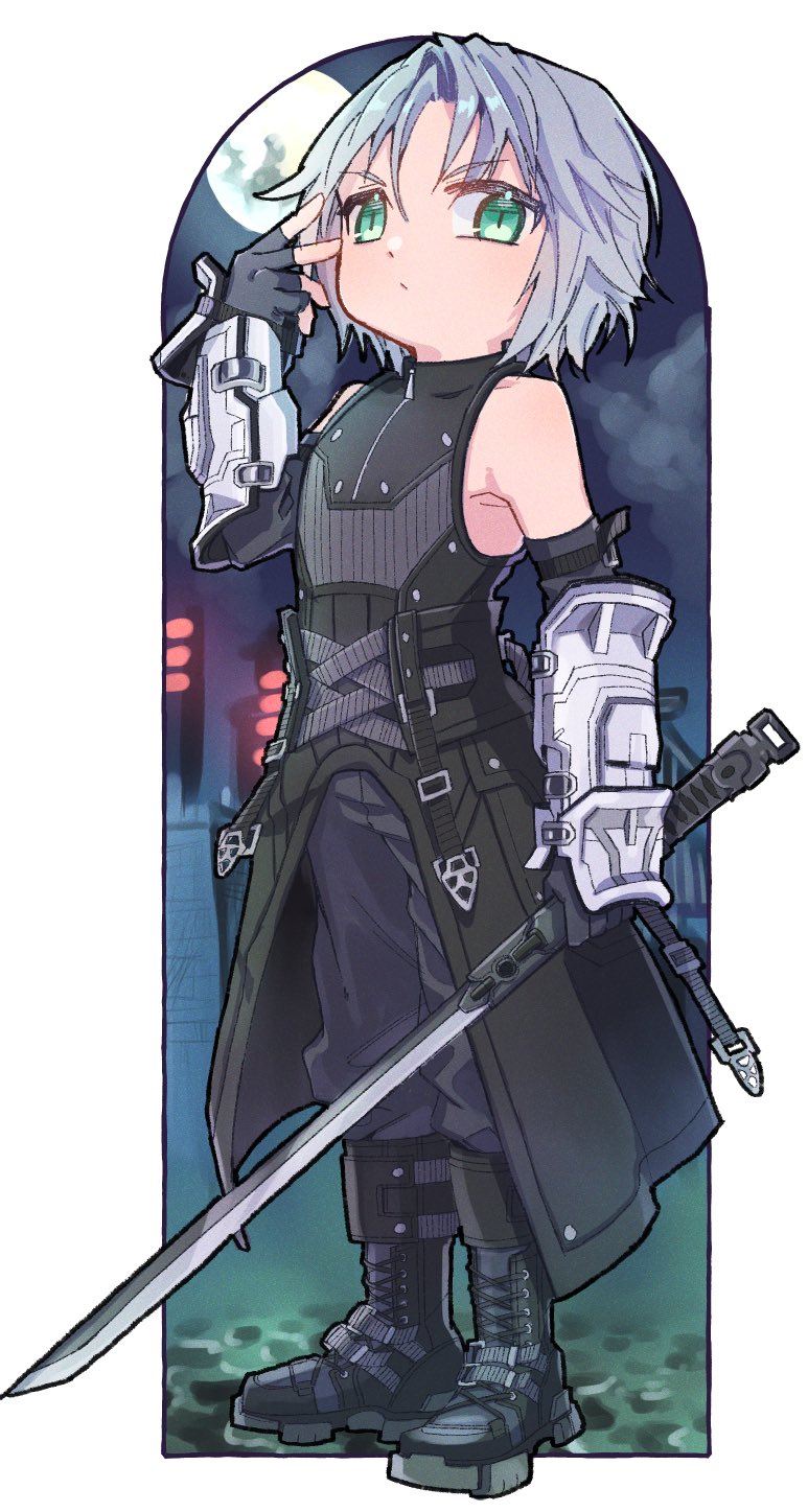 1boy, aged_down, bare_shoulders, black_footwear, black_gloves, black_pants, black_shirt, boots