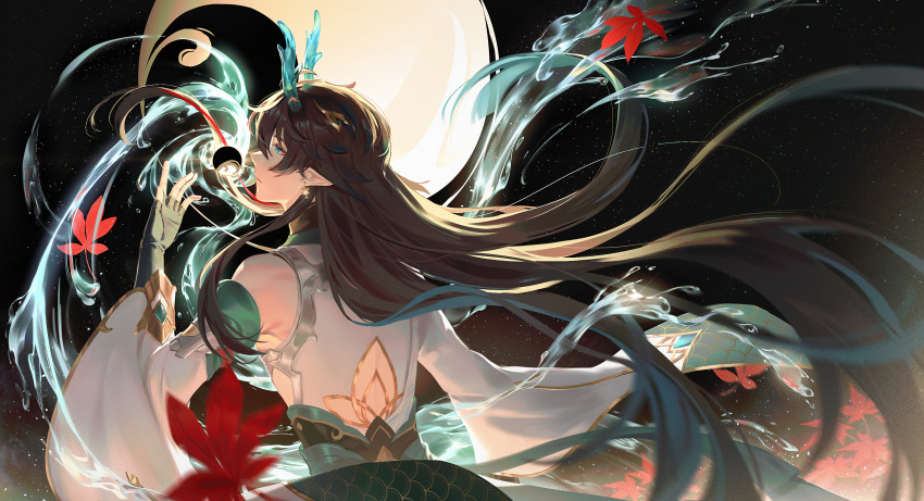 1boy, absurdres, aqua_horns, aqua_sash, black_hair, chinese_clothes, closed_mouth, dan_heng_(honkai:_star_rail)