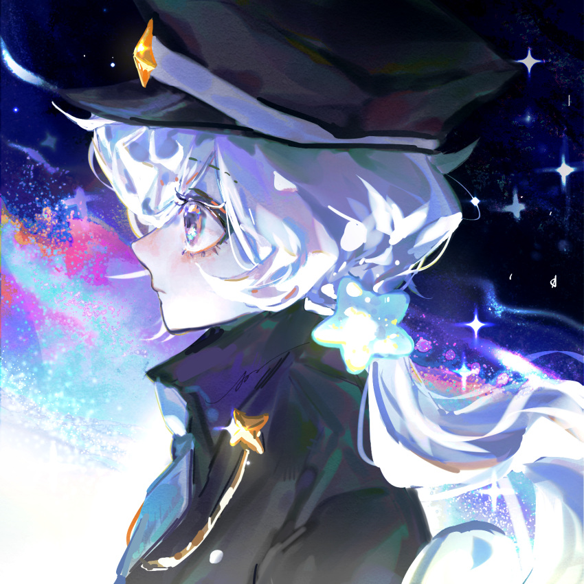 1girl, black_hat, black_jacket, cookie_run, cookie_run:_kingdom, hair_ornament, hat, highres