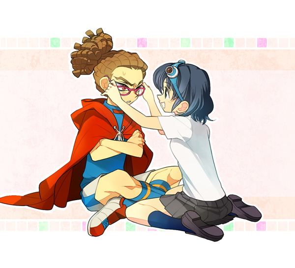 brother_and_sister, cape, dedede, dreadlocks, glasses, goggles, hairlocs, inazuma_eleven