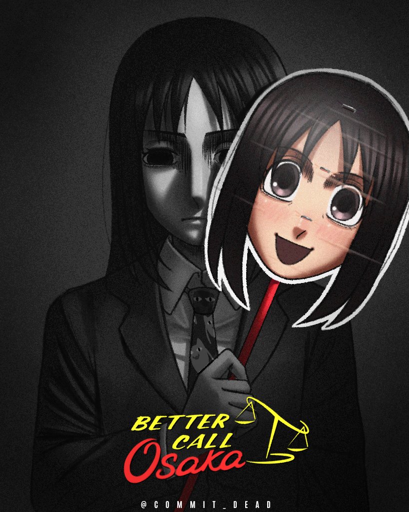 1girl, azumanga_daioh, better_call_saul, black_jacket, breaking_bad, brown_eyes, brown_hair, collared_shirt