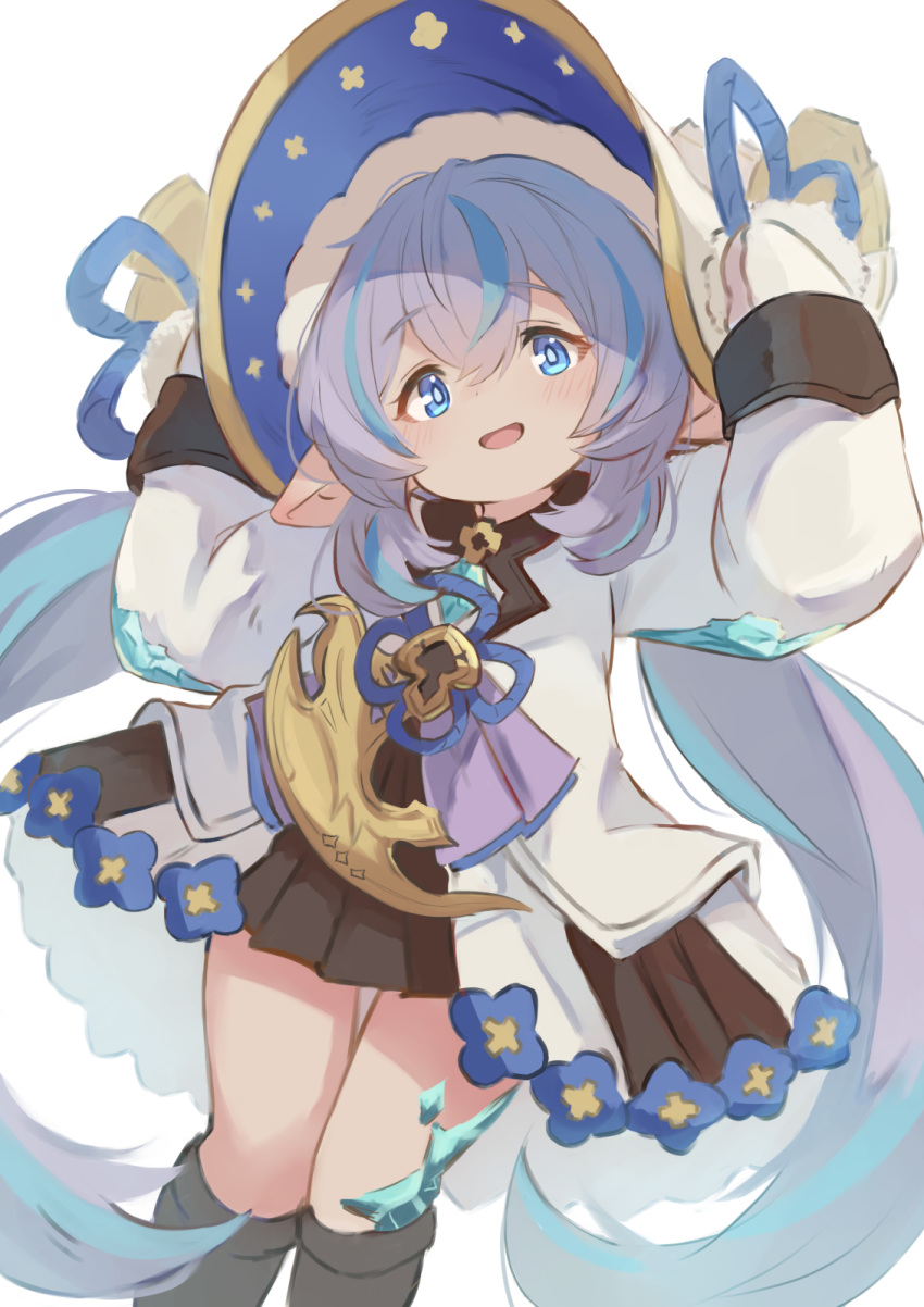 1girl, bonnet, dress, gloves, granblue_fantasy, green_hair, hair_between_eyes, harvin