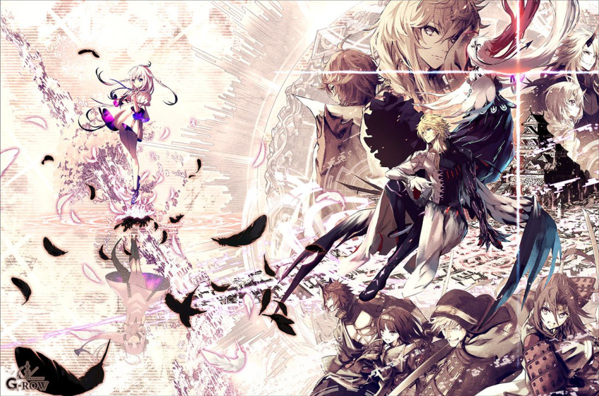 4boys, 6+girls, ahoge, amane_(ta_ga_tame_no_alchemist), anklet, arm_support, armor, azami_(ta_ga_tame_no_alchemist)