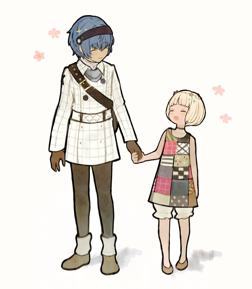 1boy, 1girl, absurdres, black_choker, black_gloves, blonde_hair, bloomers, blue_hair