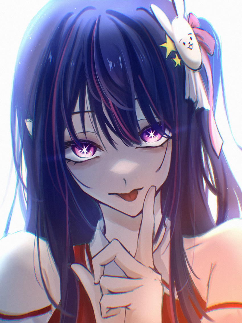 1girl, blue_hair, collared_shirt, commentary, detached_sleeves, ezuki_riia, hair_between_eyes, hair_ornament