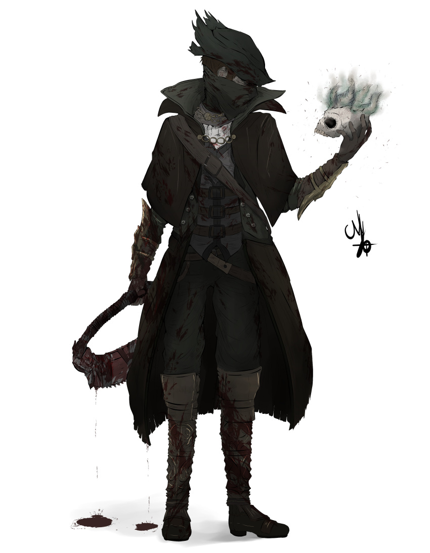 1boy, absurdres, arm_guards, armor, armored_boots, belt, black_footwear, black_mask