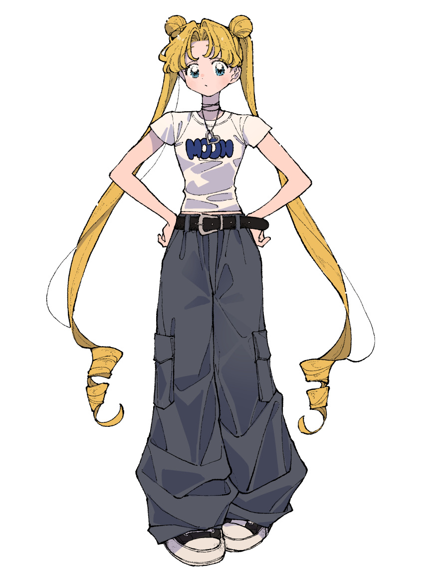 1girl, absurdres, alternate_costume, baggy_clothes, belt, bishoujo_senshi_sailor_moon, black_belt, black_footwear