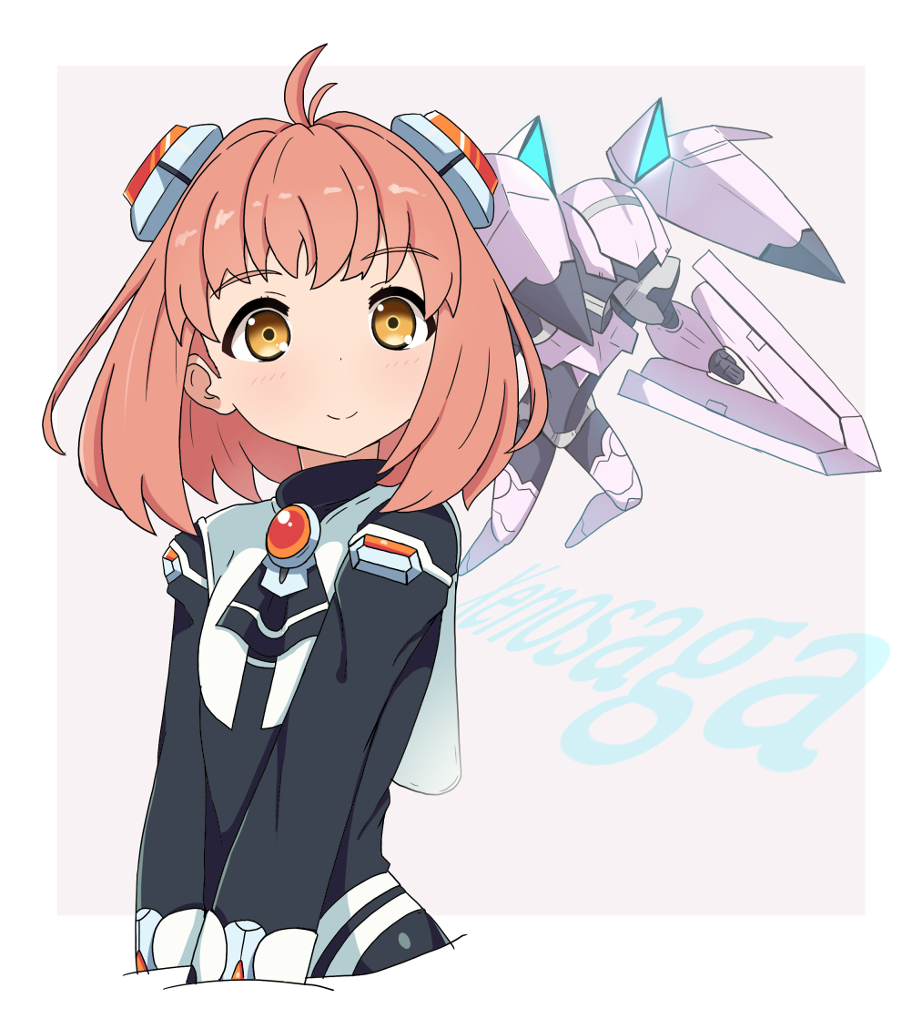 1girl, ahoge, brown_eyes, closed_mouth, dress, hair_ornament, kansoku, looking_at_viewer