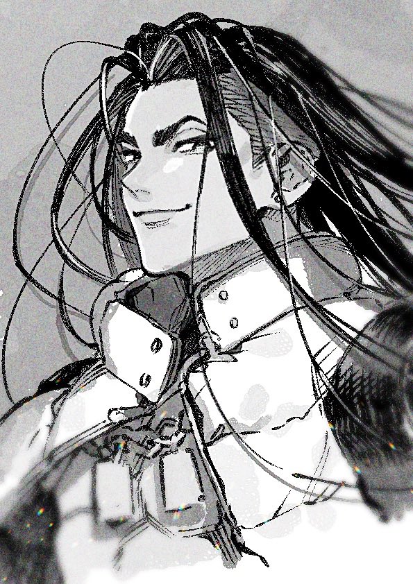 1boy, alternate_costume, bare_pectorals, closed_mouth, collared_jacket, commentary_request, ear_piercing, earrings