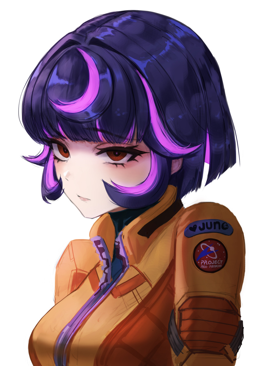 1girl, absurdres, brown_eyes, character_name, closed_mouth, cropped_torso, eruthu, from_side