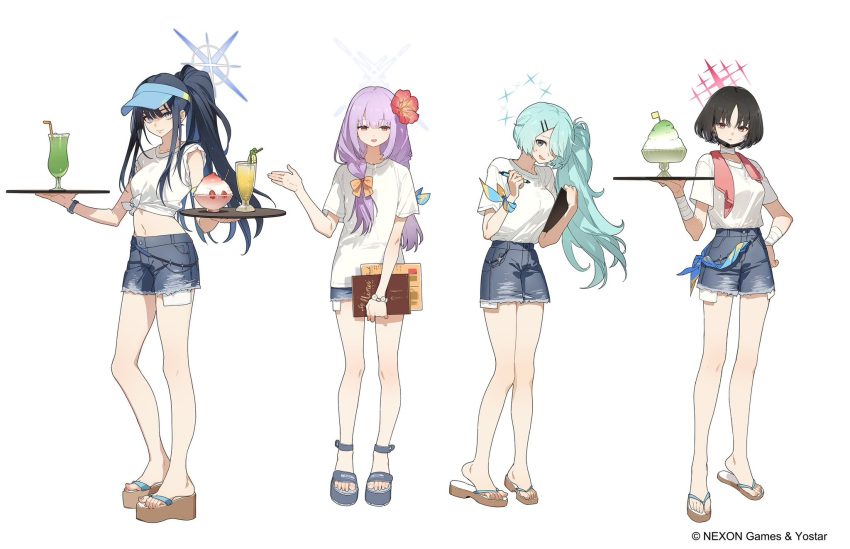 4girls, arius_squad_(blue_archive), atsuko_(blue_archive), bandaged_wrist, bandages, black_mask, blue_archive, blue_eyes