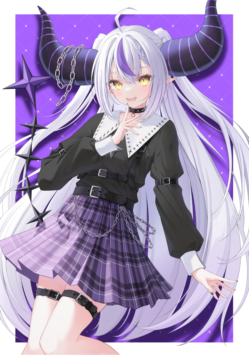 1girl, absurdres, ahoge, arm_belt, belt, belt_around_waist, black_collar, black_shirt