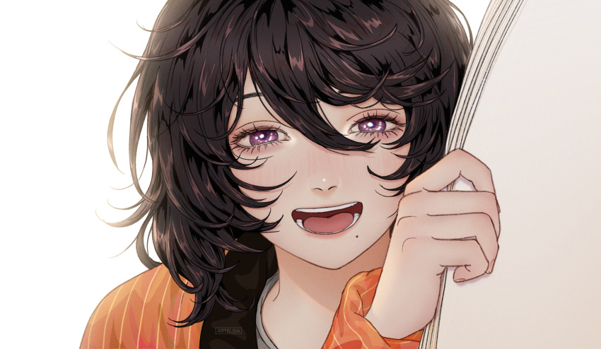 1girl, absurdres, artelsia, black_hair, blush, coat, hair_between_eyes, highres
