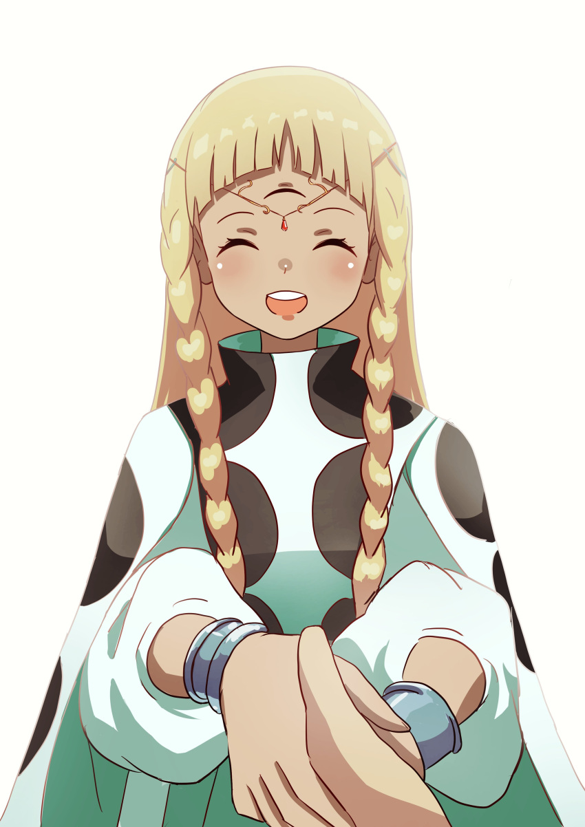 1girl, ^_^, absurdres, arched_bangs, blonde_hair, braid, cianter, circlet