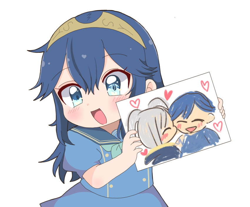1girl, :d, ^_^, aged_down, blue_eyes, blue_hair, blush, child