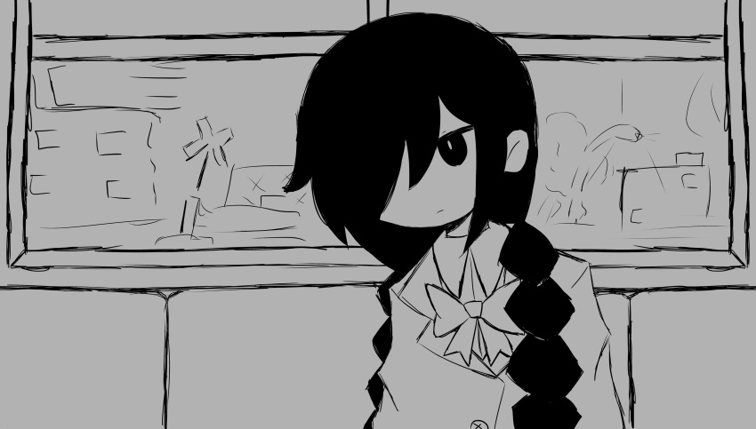 1girl, absurdres, bad_id, bad_twitter_id, bow, bowtie, braid, closed_mouth