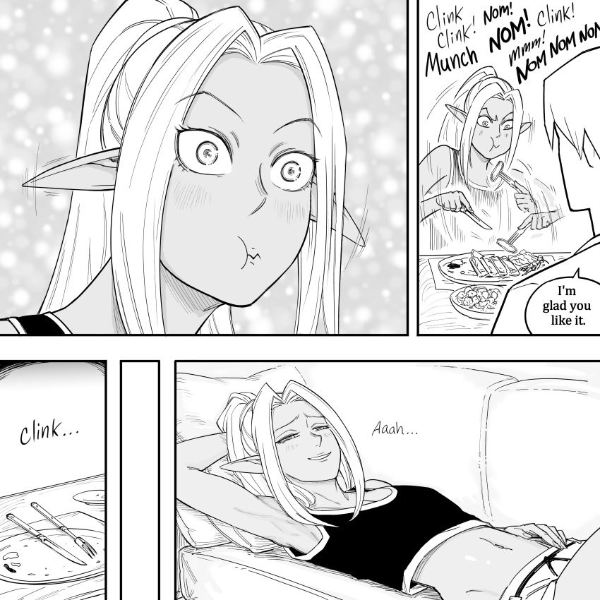 1boy, 1girl, :t, absurdres, bb_(baalbuddy), blush, breasts, couch