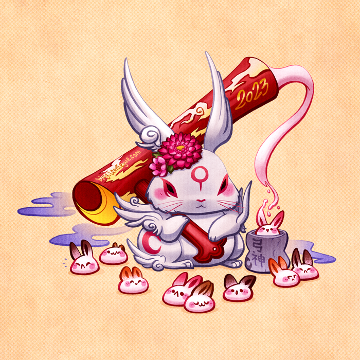 2023, :<, :3, ^_^, animal_focus, blush_stickers, chinese_zodiac, closed_eyes