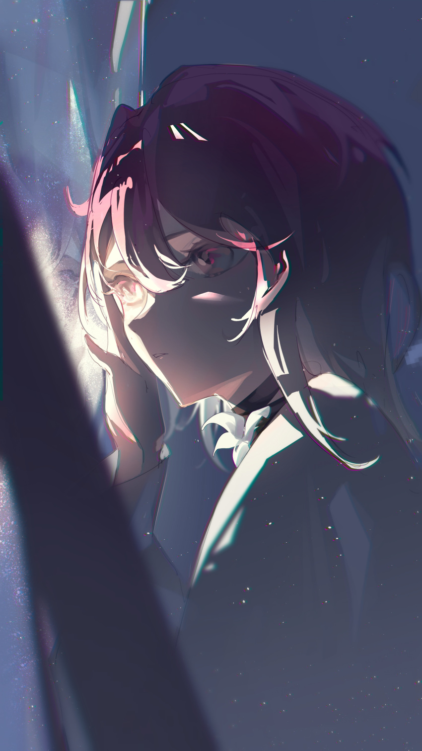 1girl, :o, absurdres, aged_down, chinese_commentary, commentary, flower, from_side