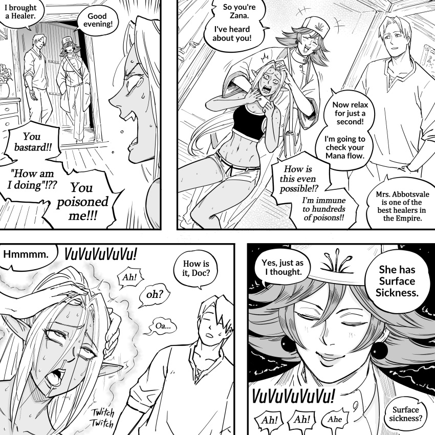 1boy, 2girls, absurdres, ahegao, bb_(baalbuddy), casual, crop_top, crying