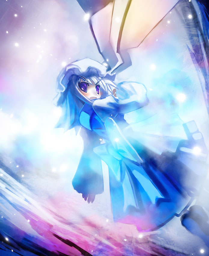 boots, bow, hat, letty_whiterock, looking_back, open_mouth, snow, solo, tanaka_ken'ichi, tanaka_kenichi, touhou