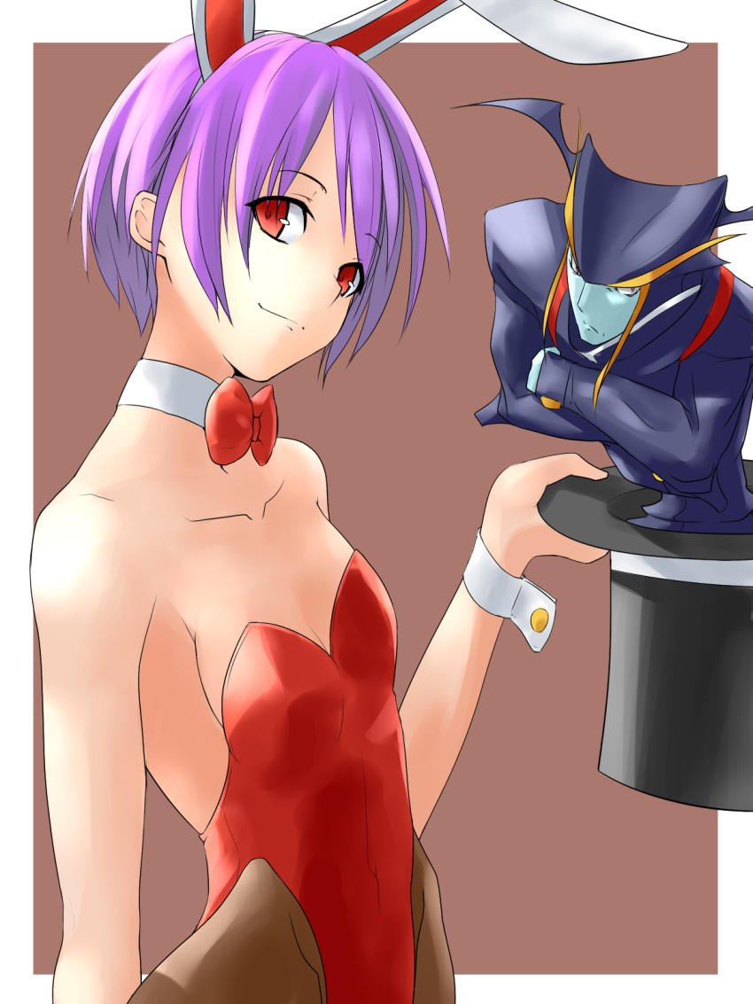 bunny_ears, bunnysuit, flat_chest, hat, highleg, highres, jedah_dohma, lilith_aensland