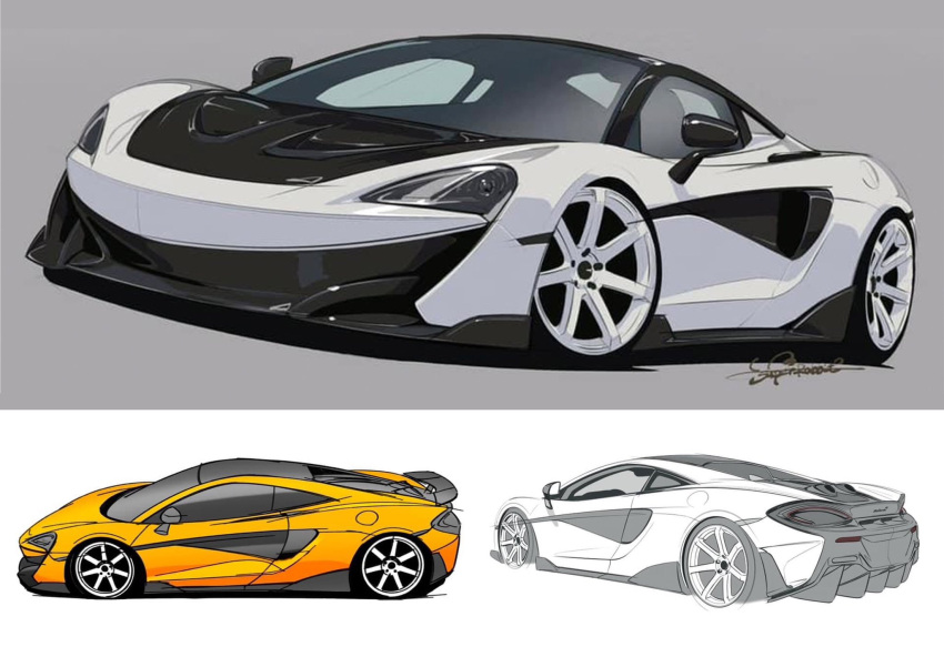 car, highres, mclaren, mclaren_570s, motor_vehicle, multiple_views, orange_car, original