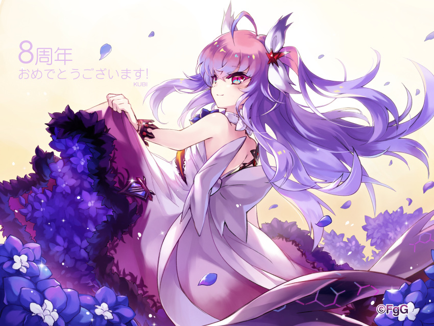 1girl, absurdres, ahoge, anniversary, aqua_eyes, artist_name, closed_mouth, copyright_notice