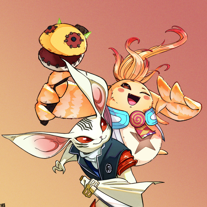 2boys, absurdres, armor, closed_mouth, dapenpan, english_commentary, facial_mark, gradient_background