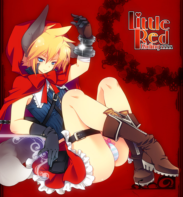 animal_ears, blonde_hair, blue_eyes, boots, cloud_strife, cosplay, crossdressing, crossdressinging