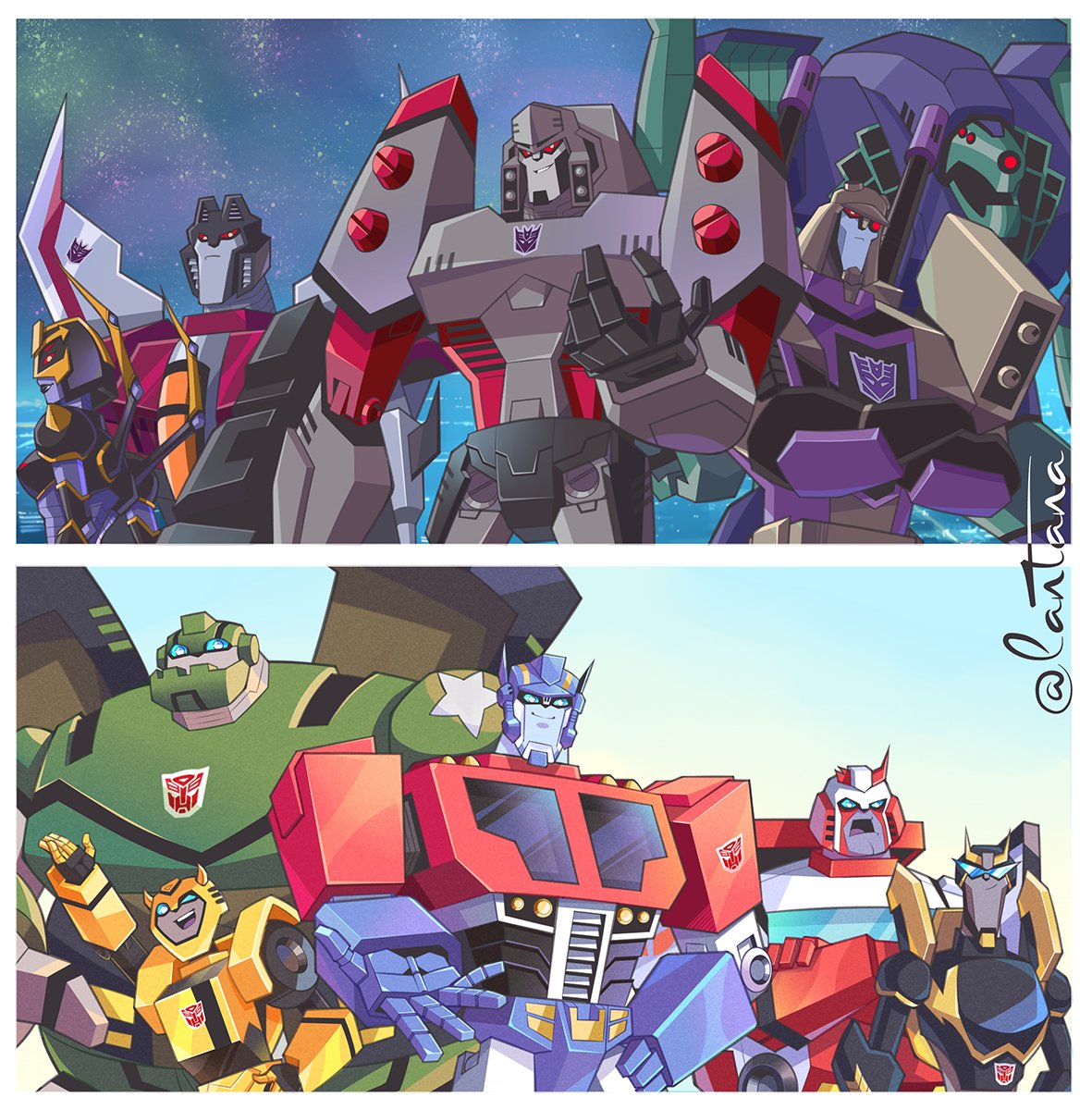assault_visor, autobot, black_lips, blackarachnia, blitzwing, blue_eyes, bulkhead, bumblebee_(transformers)