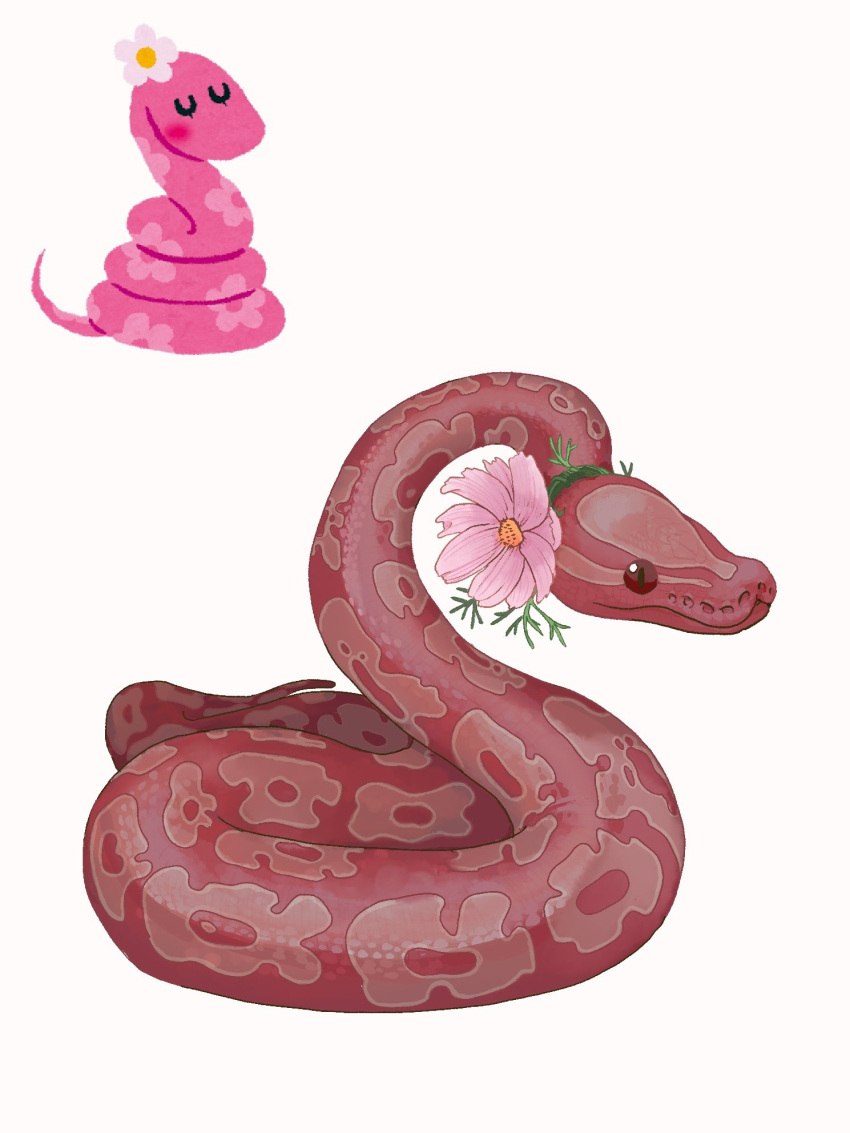 animal, colored_sclera, colored_skin, commentary, flower, hashtag-only_commentary, highres, irasutoya