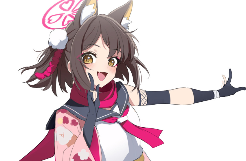 1girl, animal_ear_fluff, animal_ears, blue_archive, blunt_bangs, brown_eyes, brown_hair, extra_ears