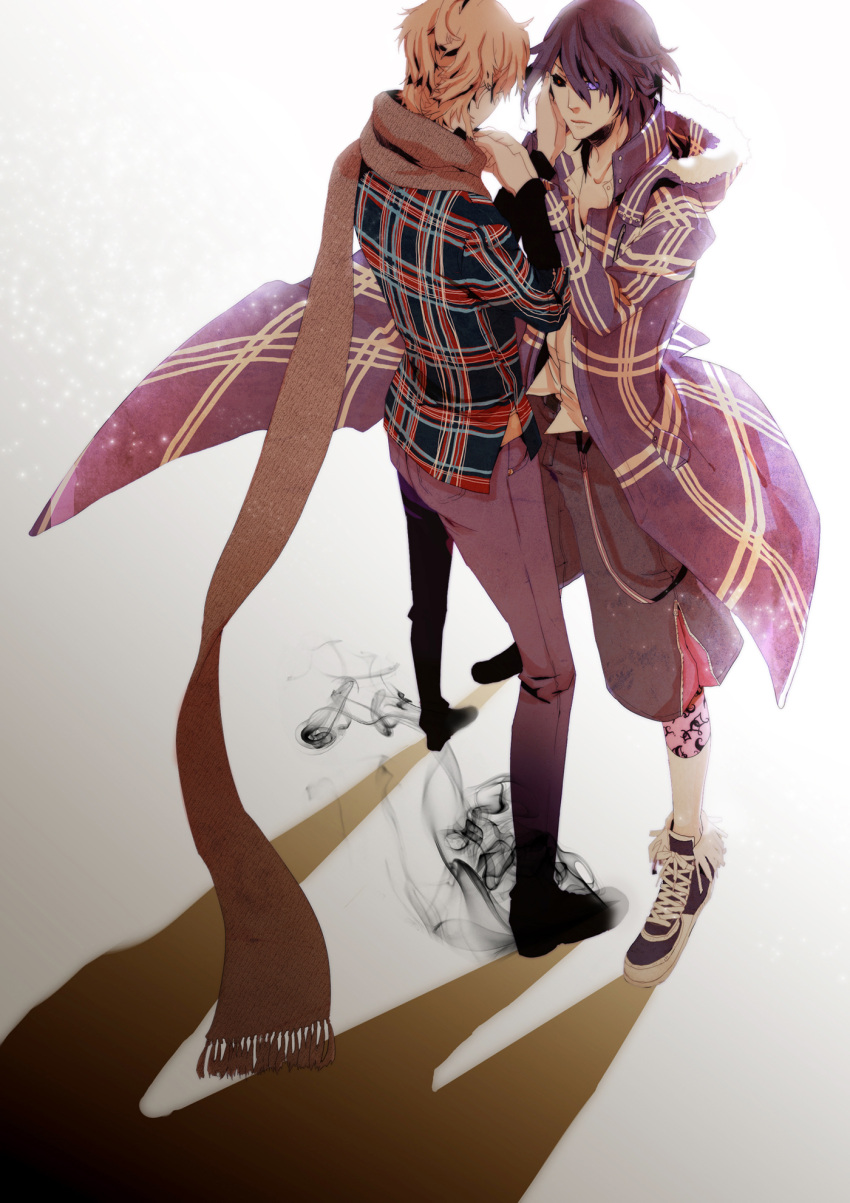 black_sclera, blonde_hair, blue_eye, blue_eyes, blue_hair, heterochromia, highres, jacket