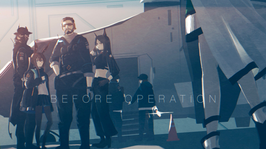 2boys, 2others, 3girls, ace_(arknights), amiya_(arknights), animal_ears, arknights, armor