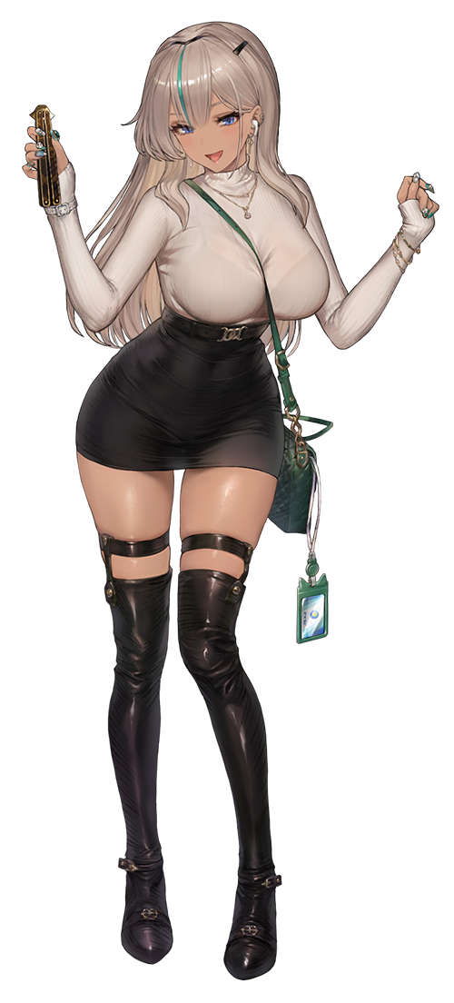 1girl, bag, black_skirt, boots, bracelet, breasts, brown_dust_(series), brown_dust_2