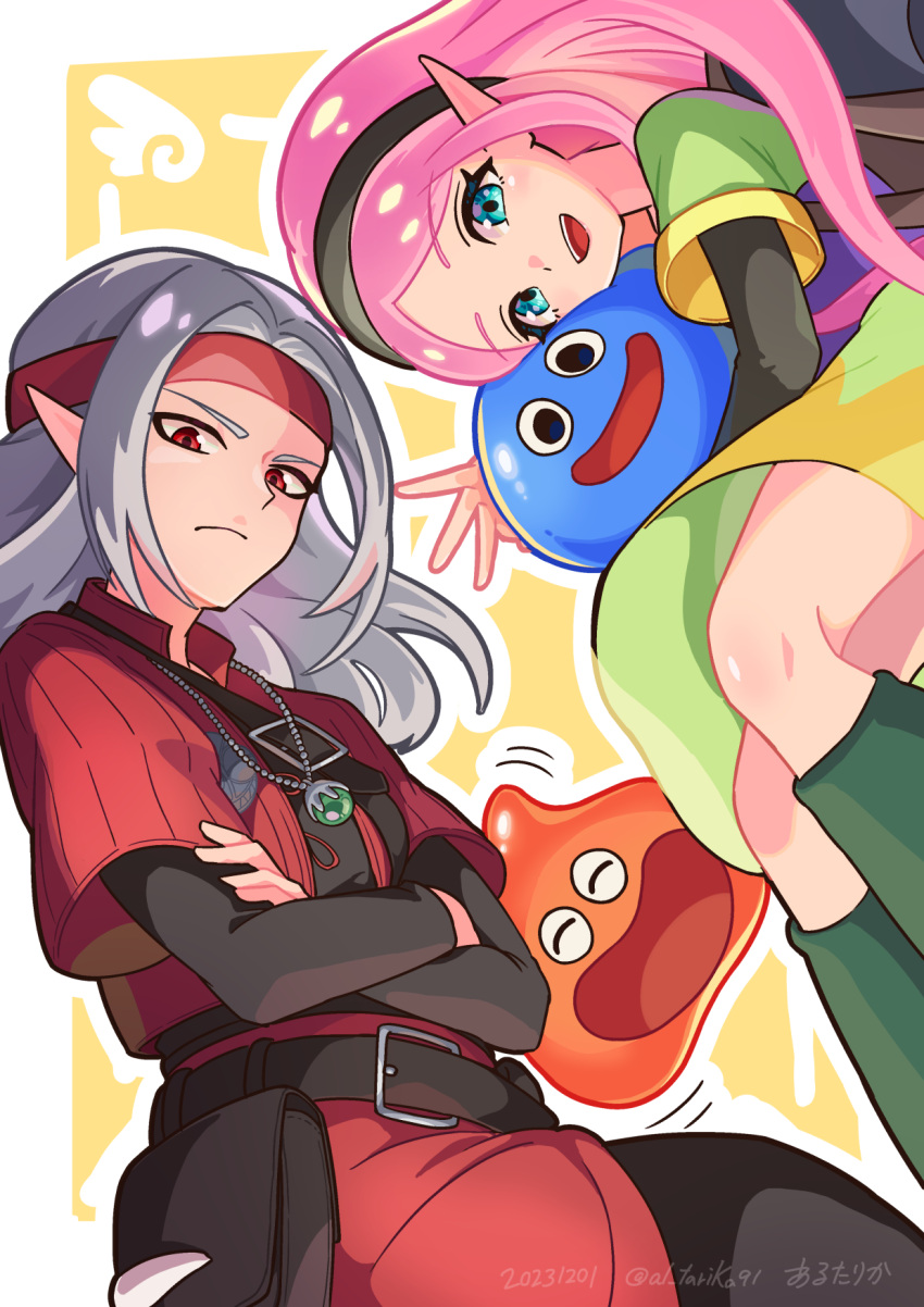 1girl, 2others, aged_down, aqua_eyes, arutarika_(ri_kaoekaki), black_hairband, black_shirt, boots