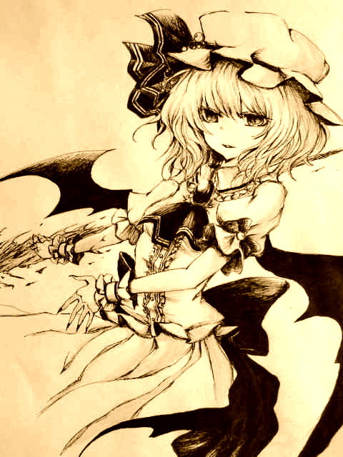 bad_id, bat_wings, coco_maru, fingernails, hat, jpeg_artifacts, long_fingernails, lowres