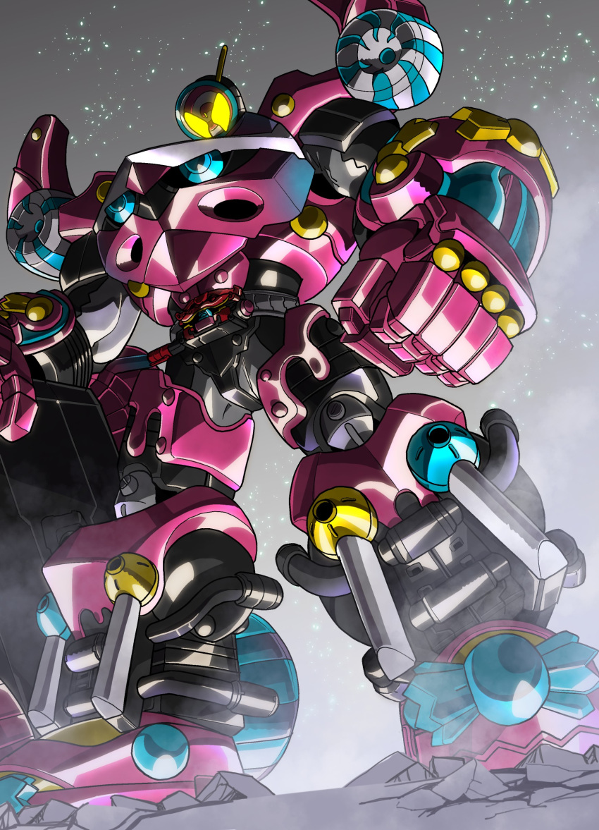 1boy, absurdres, amakawa_mayu, armor, clenched_hand, crack, cracked_floor, glowing