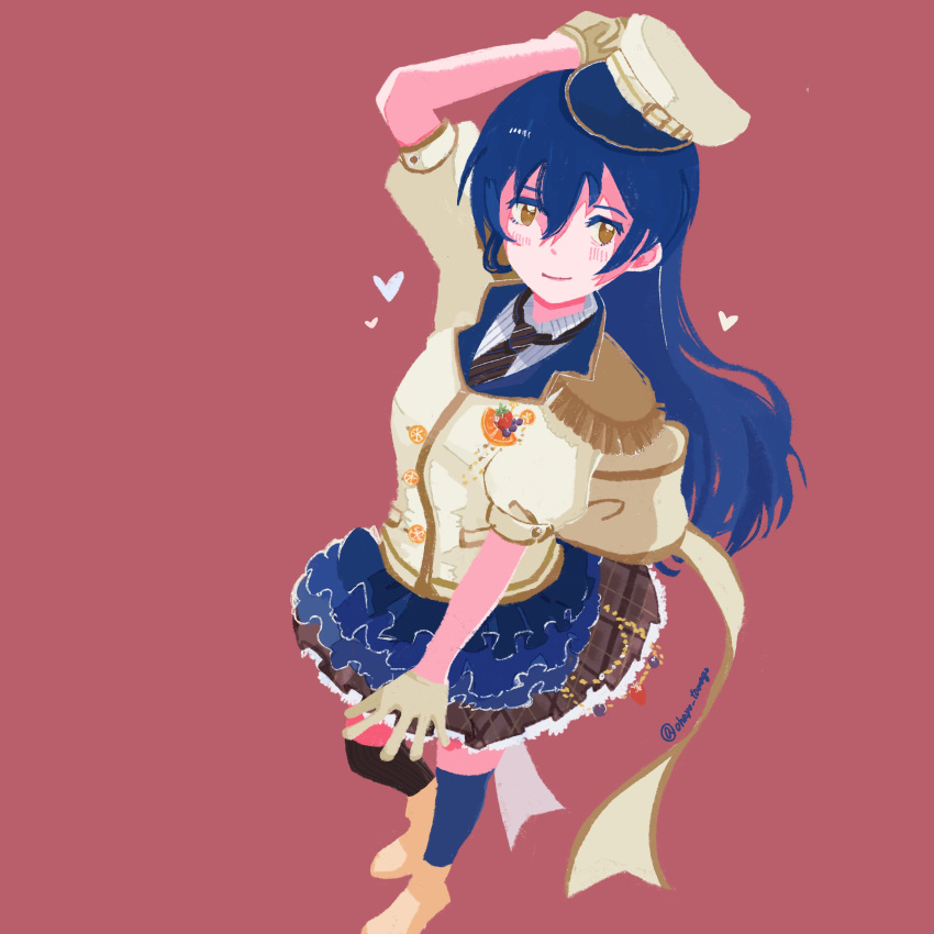 1girl, absurdres, black_necktie, black_skirt, black_thighhighs, blue_hair, blue_skirt, blue_thighhighs