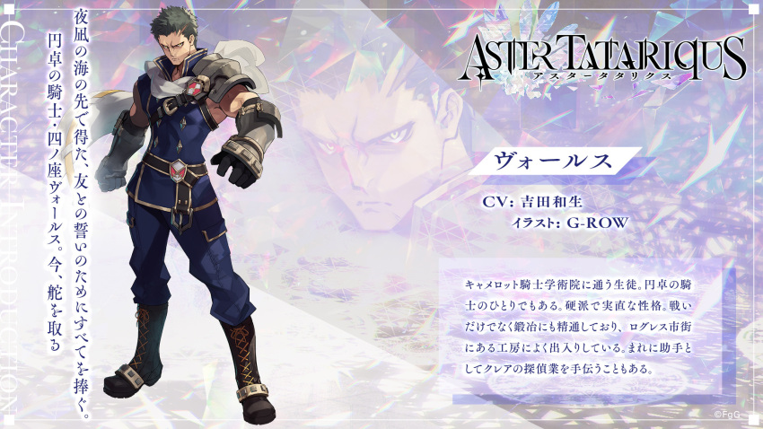 1boy, armor, artist_name, aster_tatariqus, belt, blue_pants, boots, bors_(aster_tatariqus)