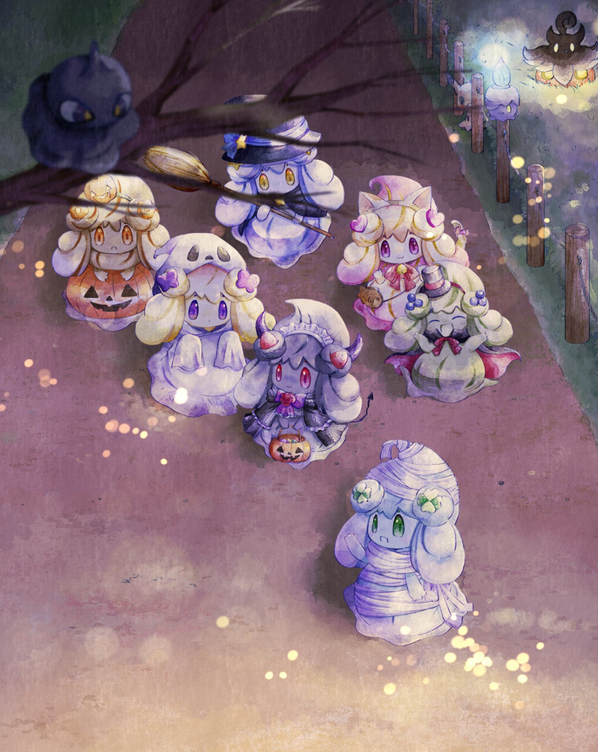 alcremie, alcremie_(caramel_swirl), alcremie_(matcha_cream), alcremie_(mint_cream), alcremie_(rainbow_swirl), alcremie_(ruby_swirl), alternate_color, animal_ears