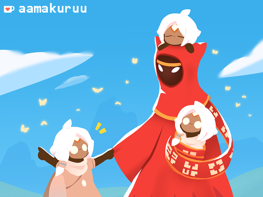 4others, aamakuruu, blue_sky, bug, butterfly, cloak, clouds, hood