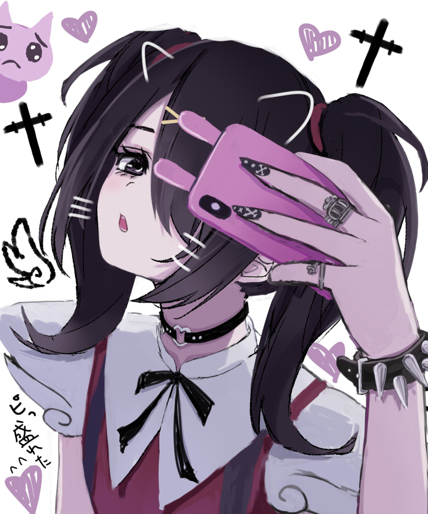 1girl, absurdres, ame-chan_(needy_girl_overdose), animal_ears, black_choker, black_eyes, black_hair, black_nails