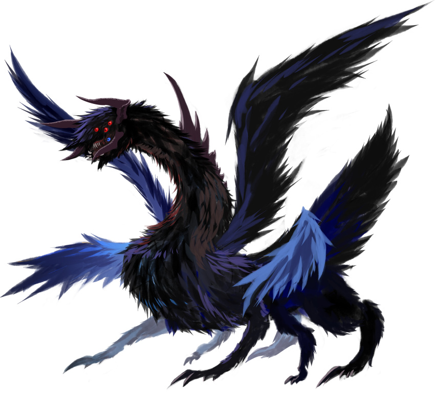 1other, absurdres, animal_focus, dragon, dragon_horns, dragon_wings, extra_eyes, extra_legs