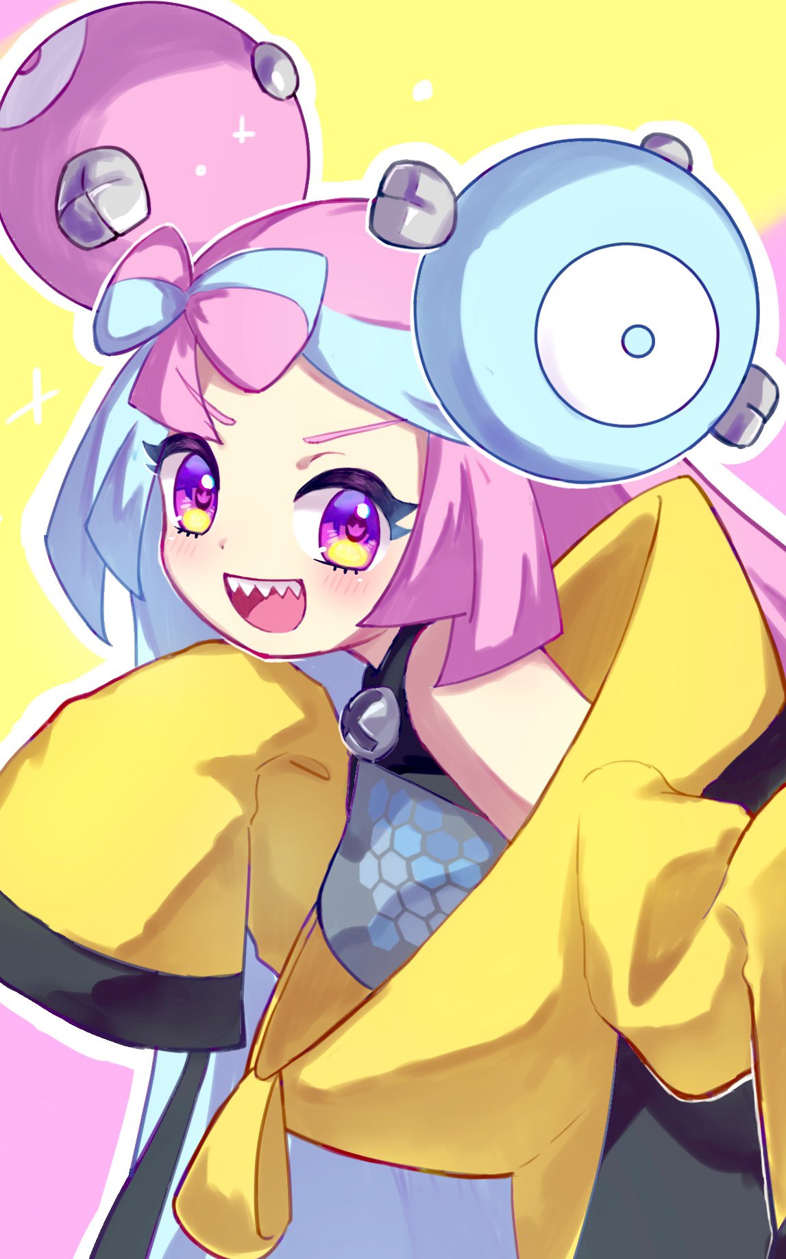 1girl, blue_hair, blush, bow-shaped_hair, breasts, character_hair_ornament, from_side, hair_ornament