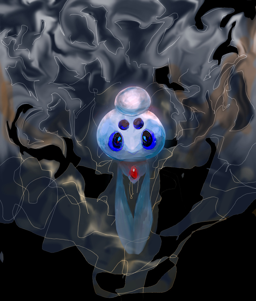 :>, absurdres, animal_focus, black_background, black_eyes, blue_sclera, chest_jewel, closed_mouth
