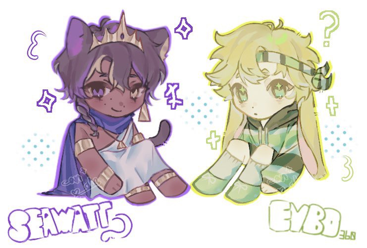 2boys, ancient_egyptian_clothes, animal_ears, blonde_hair, braid, brown_hair, candle26903, cat_boy