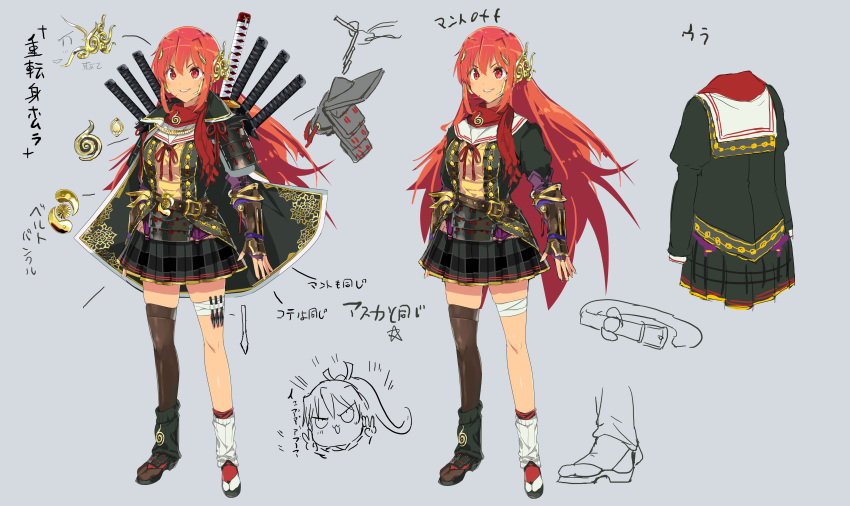 1girl, absurdres, armor, asymmetrical_legwear, bad_source, bandaged_leg, bandages, belt