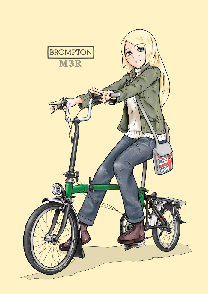 bicycle, boots, copyright_request, folding_bicycle, funa, jacket, jeans, solo